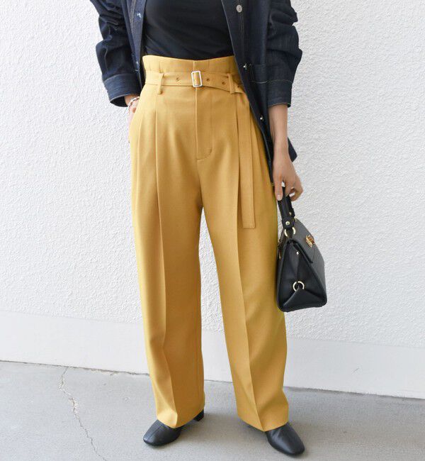 SHIPS any「SHIPS any:〈洗濯機可能〉ハイウエスト センタープレス ロング パンツ」|その他|マスタード