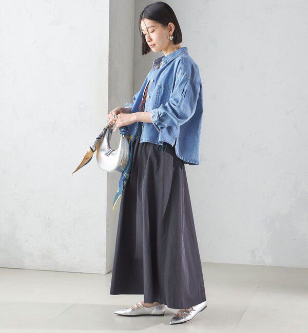 SHIPS for women「〈洗濯機可能〉LIMONTA EAST ビンテージ タフタ ギャザー スカート」|フレア|