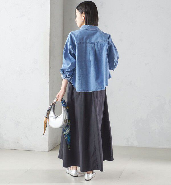 SHIPS for women「〈洗濯機可能〉LIMONTA EAST ビンテージ タフタ ギャザー スカート」|フレア|