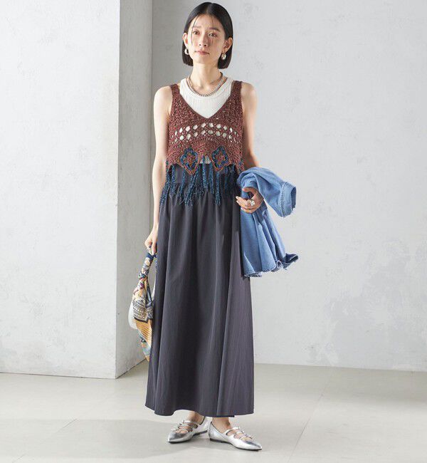 SHIPS for women「〈洗濯機可能〉LIMONTA EAST ビンテージ タフタ ギャザー スカート」|フレア|