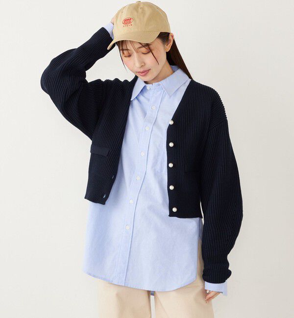 SHIPS Colors 「SHIPS Colors:〈手洗い可能〉Vネック パールモチーフボタン カーディガン」|カーディガン|