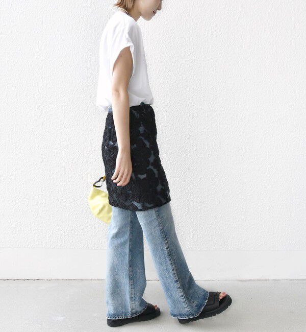 SHIPS for women「《予約》〈手洗い可能〉フラワー 刺繍 チュール ラップ スカート」|スカート|