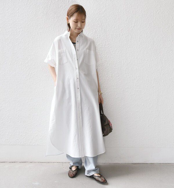 SHIPS for women「〈洗濯機可能〉ワンポイント 刺繍 シャツ ワンピース」|ワンピース|