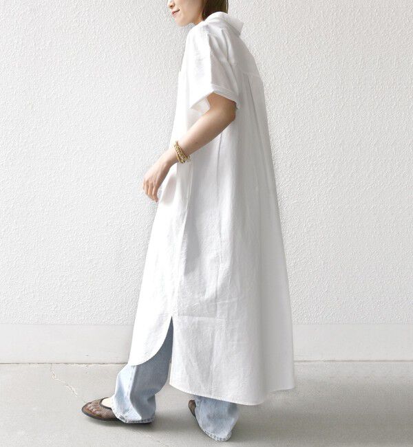 SHIPS for women「〈洗濯機可能〉ワンポイント 刺繍 シャツ ワンピース」|ワンピース|