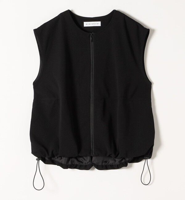 quaranciel「quaranciel:〈手洗い可能〉カット ジョーゼット ドロスト ジップ ベスト」|ベスト・ジレ|