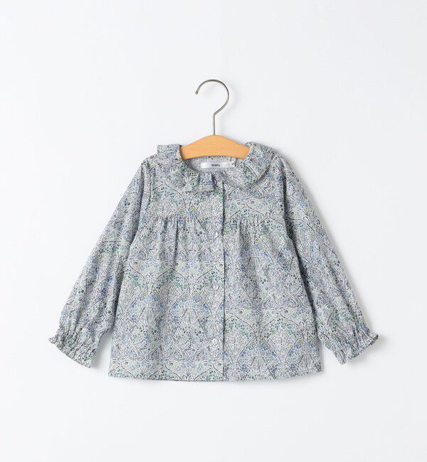 SHIPS KIDS「SHIPS KIDS:80～90cm / リバティ フリルカラー ブラウス」|シャツ・ブラウス|ブルー系