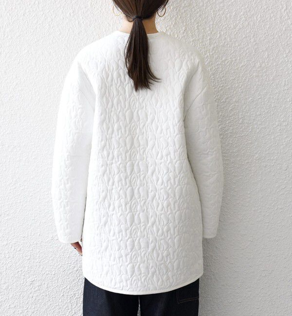 SHIPS any「SHIPS any: キルティング ステッチ ノーカラー ミディ コート」|ノーカラーコート|