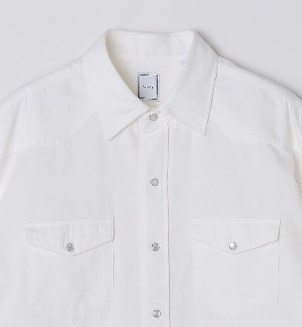 SHIPS「SHIPS: ウォッシュド ホワイト デニム ウエスタン シャツ」|シャツ・ブラウス|