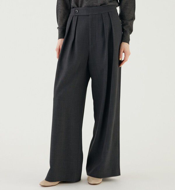 GALERIE VIE「レーヨンウールデラヴェ ワイドタックパンツ」|スラックス|