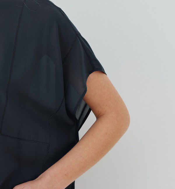 GALERIE VIE「ライトシルクストレッチ スタンドネックボックスシャツ」|シャツ・ブラウス|