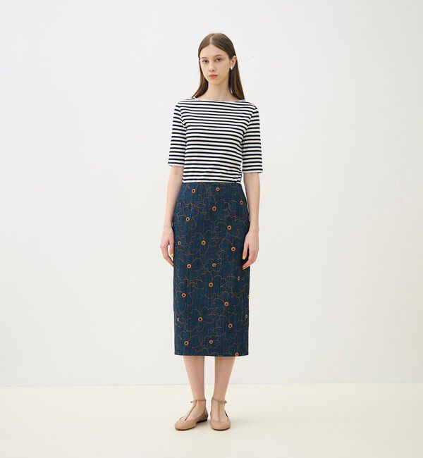 TOMORROWLAND collection「デニムフラワーリング タイトストレートスカート」|タイト|