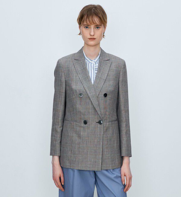 TOMORROWLAND collection「ブラウニーグレンチェック ダブルブレストジャケット」|テーラードジャケット|