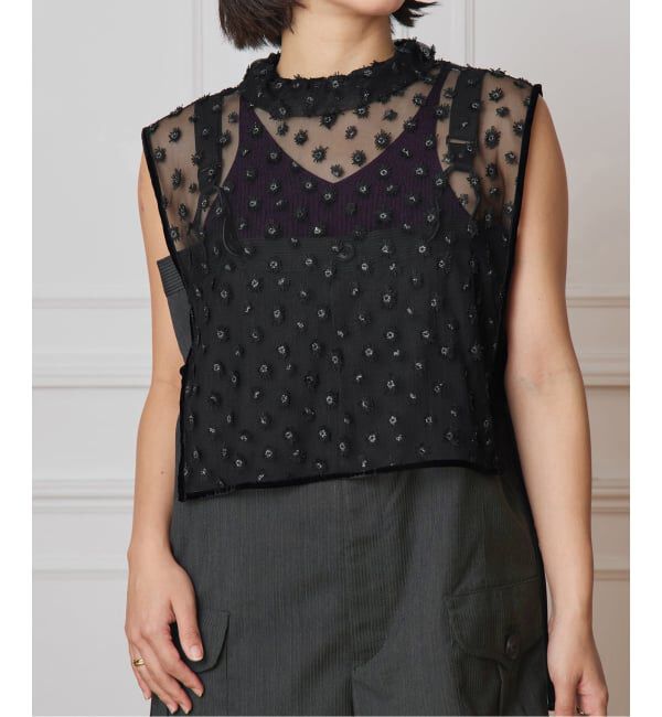 IENA LA BOUCLE「IENA LA BOUCLE フラワーモチーフチュールベスト」|シャツ・ブラウス|