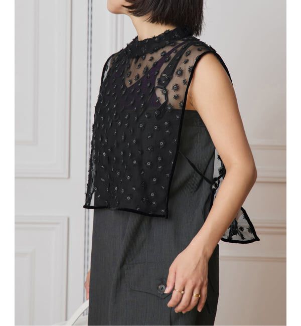 IENA LA BOUCLE「IENA LA BOUCLE フラワーモチーフチュールベスト」|シャツ・ブラウス|