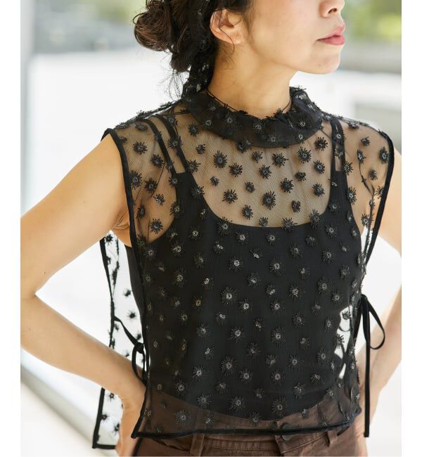 IENA LA BOUCLE「IENA LA BOUCLE フラワーモチーフチュールベスト」|シャツ・ブラウス|