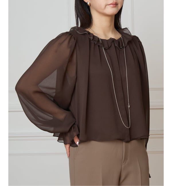 IENA LA BOUCLE「IENA LA BOUCLE ジョーゼットフリル襟ブラウス」|シャツ・ブラウス|