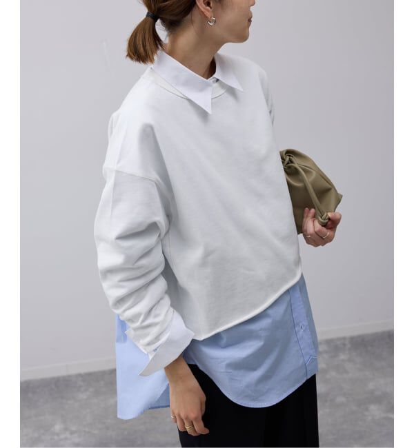 SLOBE IENA「ミニ裏毛カットオフショートプルオーバー」|Tシャツ・カットソー|ホワイト