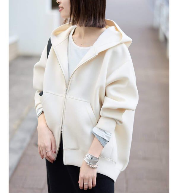 SLOBE IENA「《追加3》ボリュームジップアップフーディー」|パーカー|ナチュラル