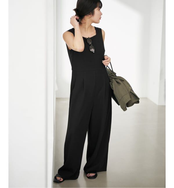 SLOBE IENA「《WEB限定サイズ有り/3サイズ展開/予約》カットオールインワン」|オールインワン|ブラック