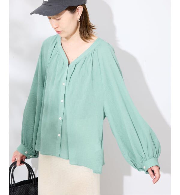 SLOBE IENA「《シリーズあり/予約》コットン楊柳 ボリュームブラウス」|シャツ・ブラウス|