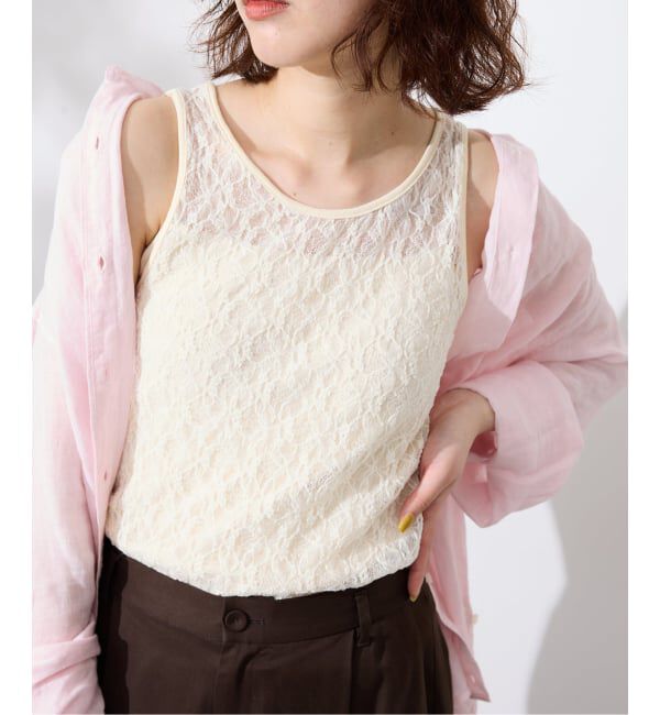 SLOBE IENA「《シリーズあり/予約》カットレースタンク」|Tシャツ・カットソー|ホワイト