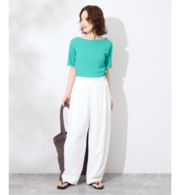 SLOBE IENA「《シリーズあり/予約》シアーリブメロートップス」|Tシャツ・カットソー|