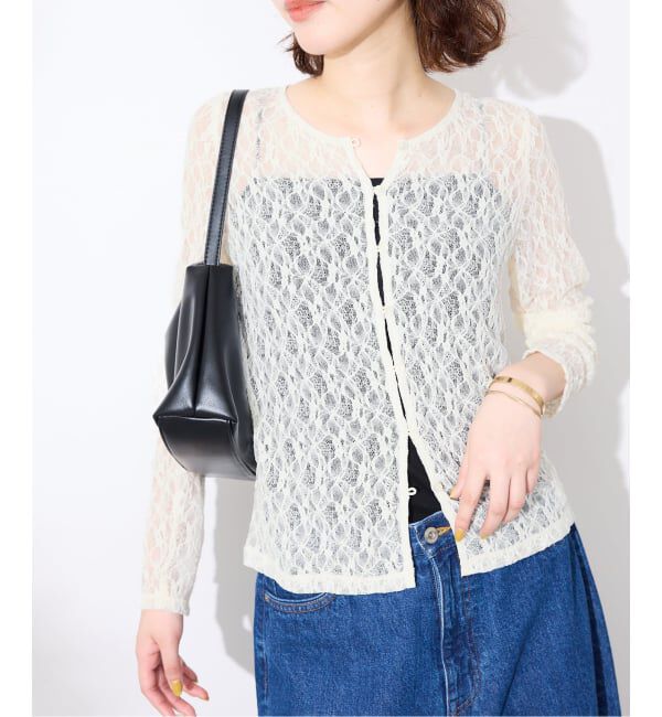 SLOBE IENA「《シリーズあり/予約》カットレースカーディガン」|カーディガン|
