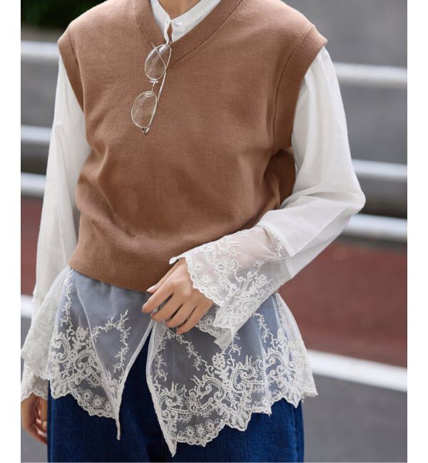 SLOBE IENA「《追加2予約》チュールレースブラウス」|シャツ・ブラウス|