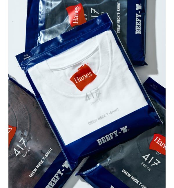 417 EDIFICE「【Hanes &times; 417 EDIFICE】別注 BEEFY CREW NECK T-SHIRT（MODERN FIT）」|Tシャツ・カットソー|