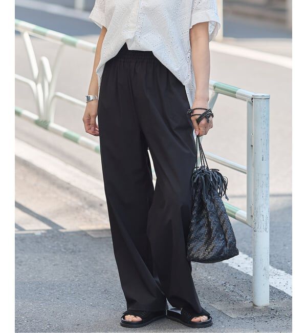 JOURNAL STANDARD「《追加5》【撥水/接触冷感/洗える/UVカット】リネンナイロンストレッチワイドパンツ」|その他|ブラック