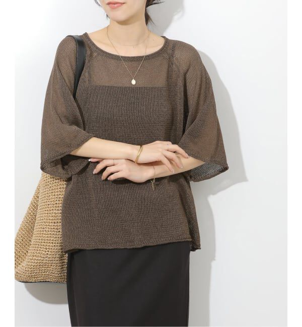 JOURNAL STANDARD relume「《予約》PEリネンハーフスリーブプルオーバー」|ニット・セーター|ブラウン