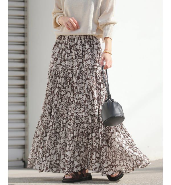 JOURNAL STANDARD relume「《WEB限定追加予約2》コットンボイルクリンクルティアードスカート（柄）」|スカート|