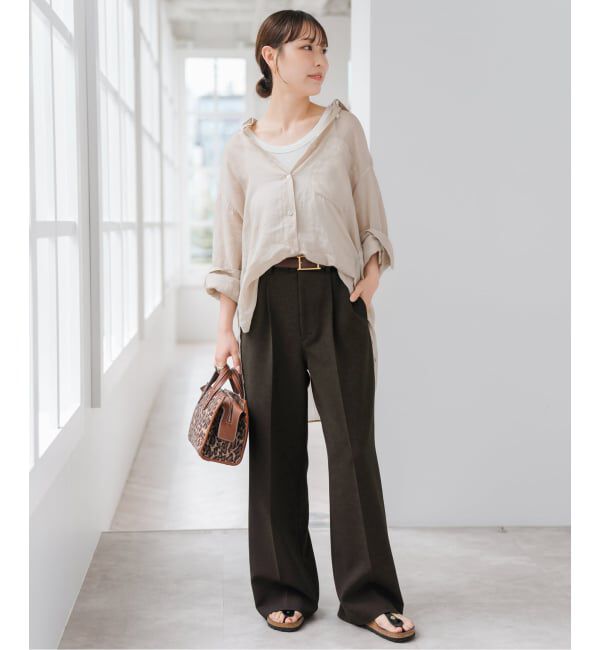 Spick and Span「《追加》ダブルクロスツータックパンツ」|スラックス|