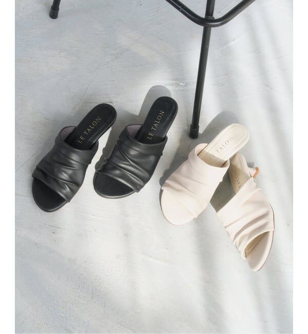  「4cmオブリークギャザーミュールサンダル」|サンダル|