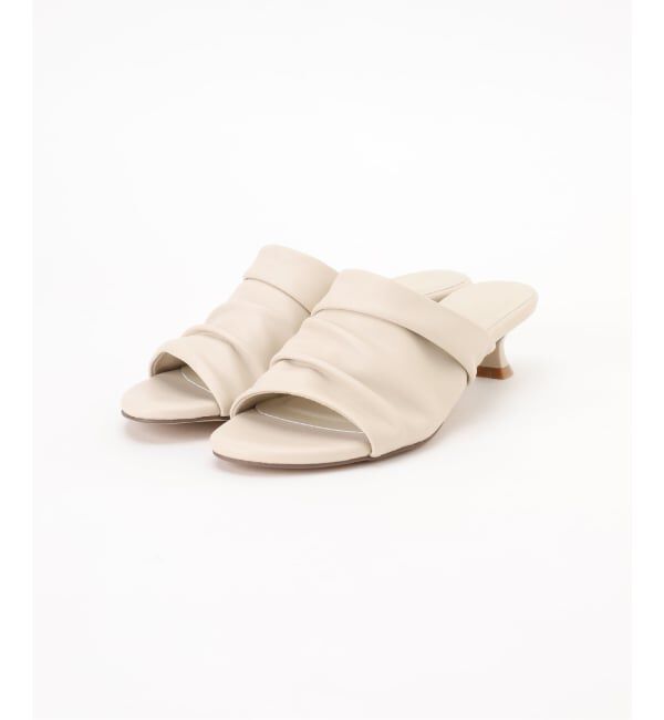 「4cmオブリークギャザーミュールサンダル」|サンダル|