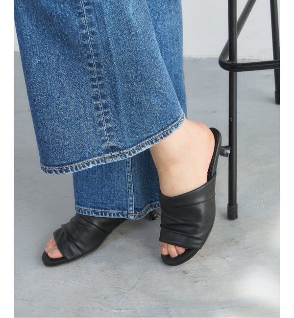  「4cmオブリークギャザーミュールサンダル」|サンダル|