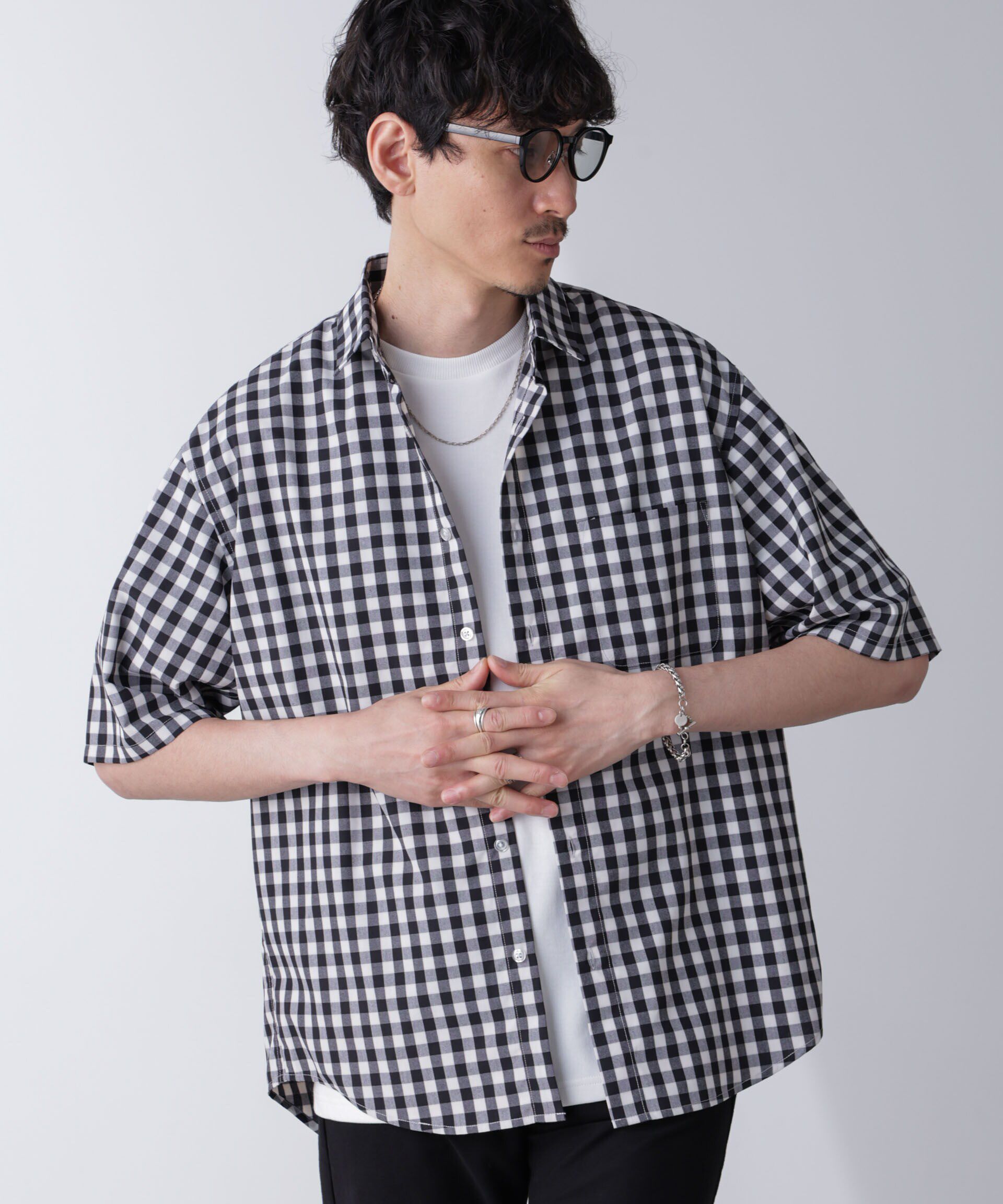 nano･universe「リラックスギンガムシャツ 半袖」|シャツ・ブラウス|