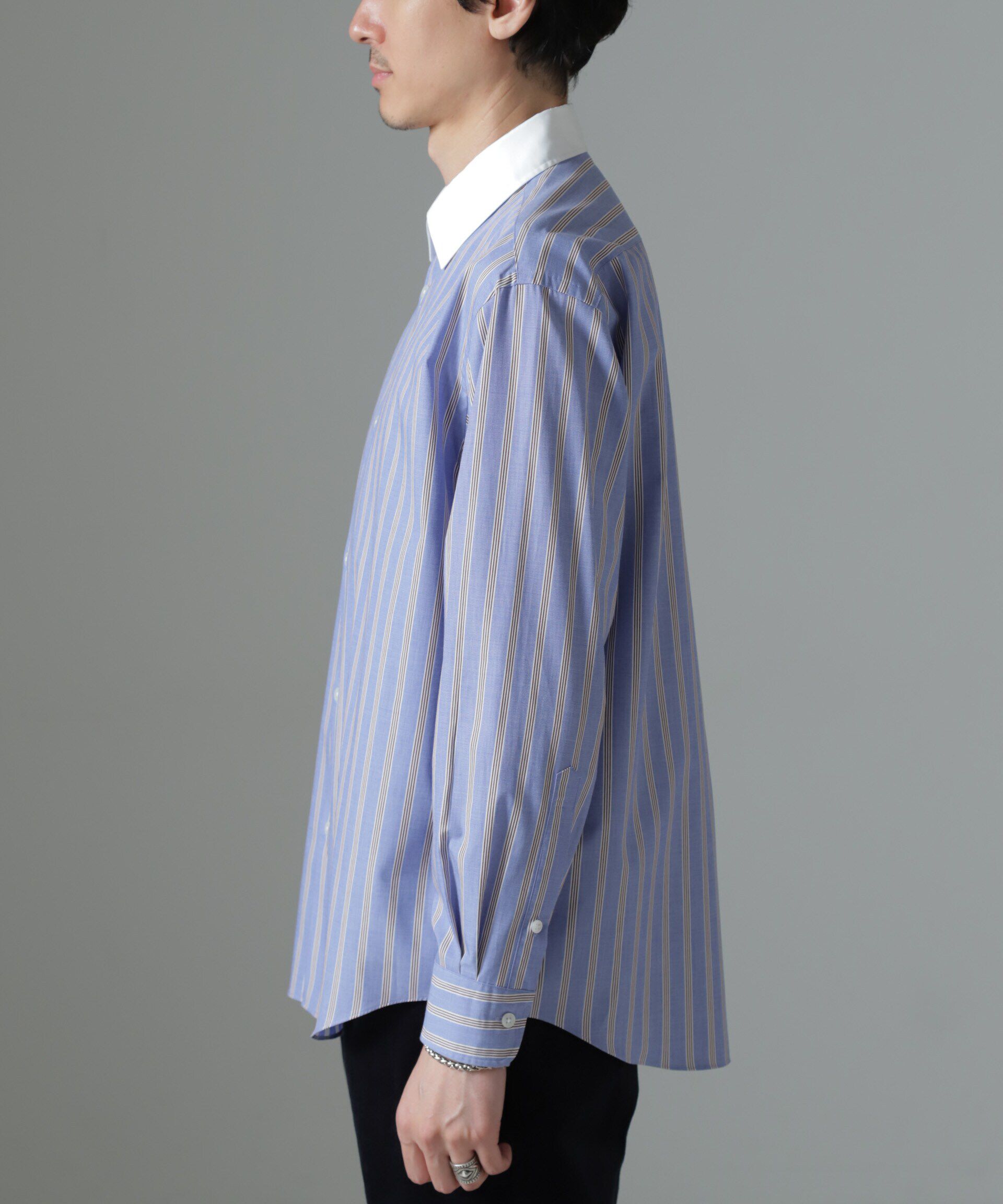 nano･universe「セミワイドストライプクレリックシャツ」|シャツ・ブラウス|