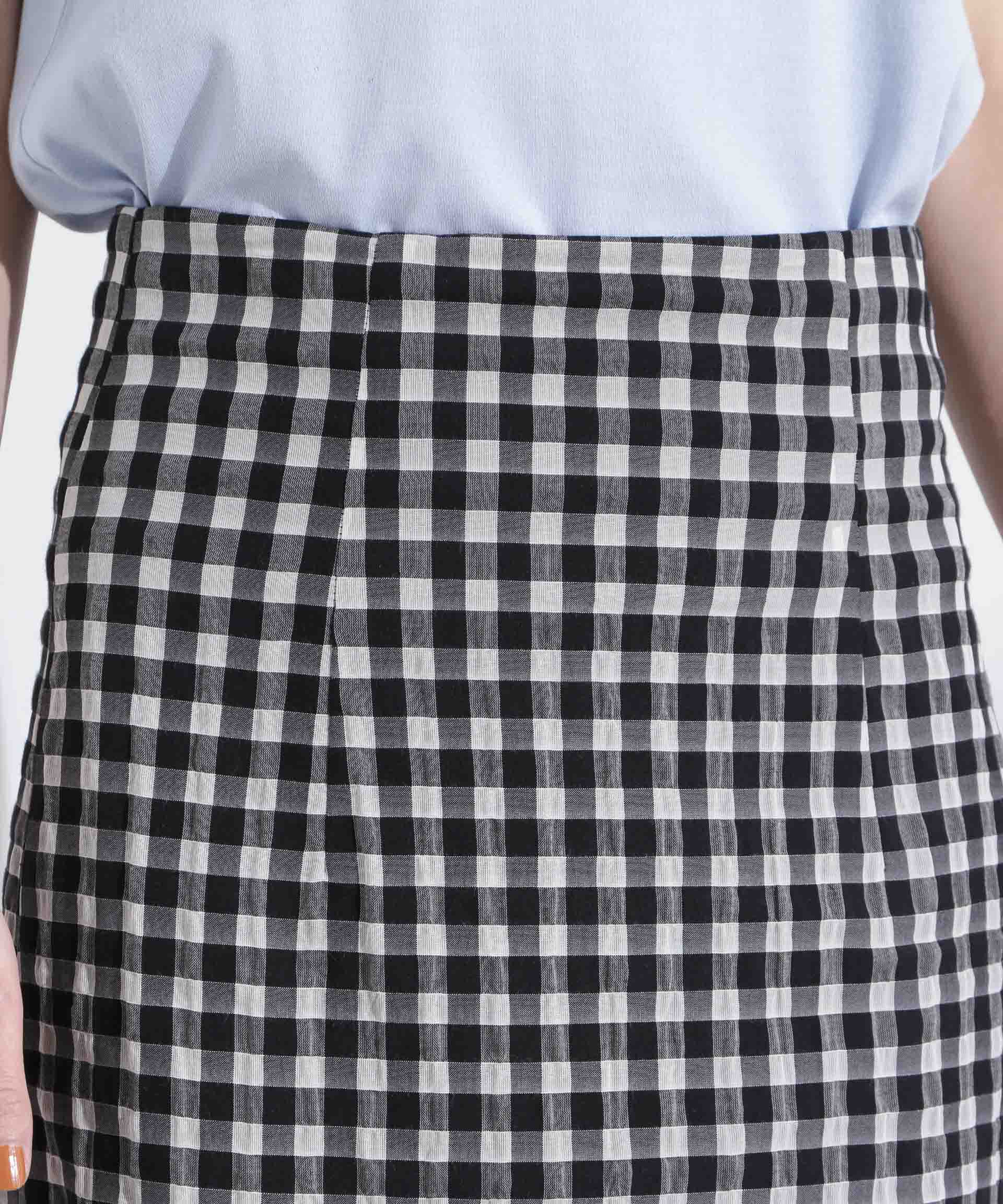 nano･universe「シアーチェックレースボーダーマキシスカート」|スカート|