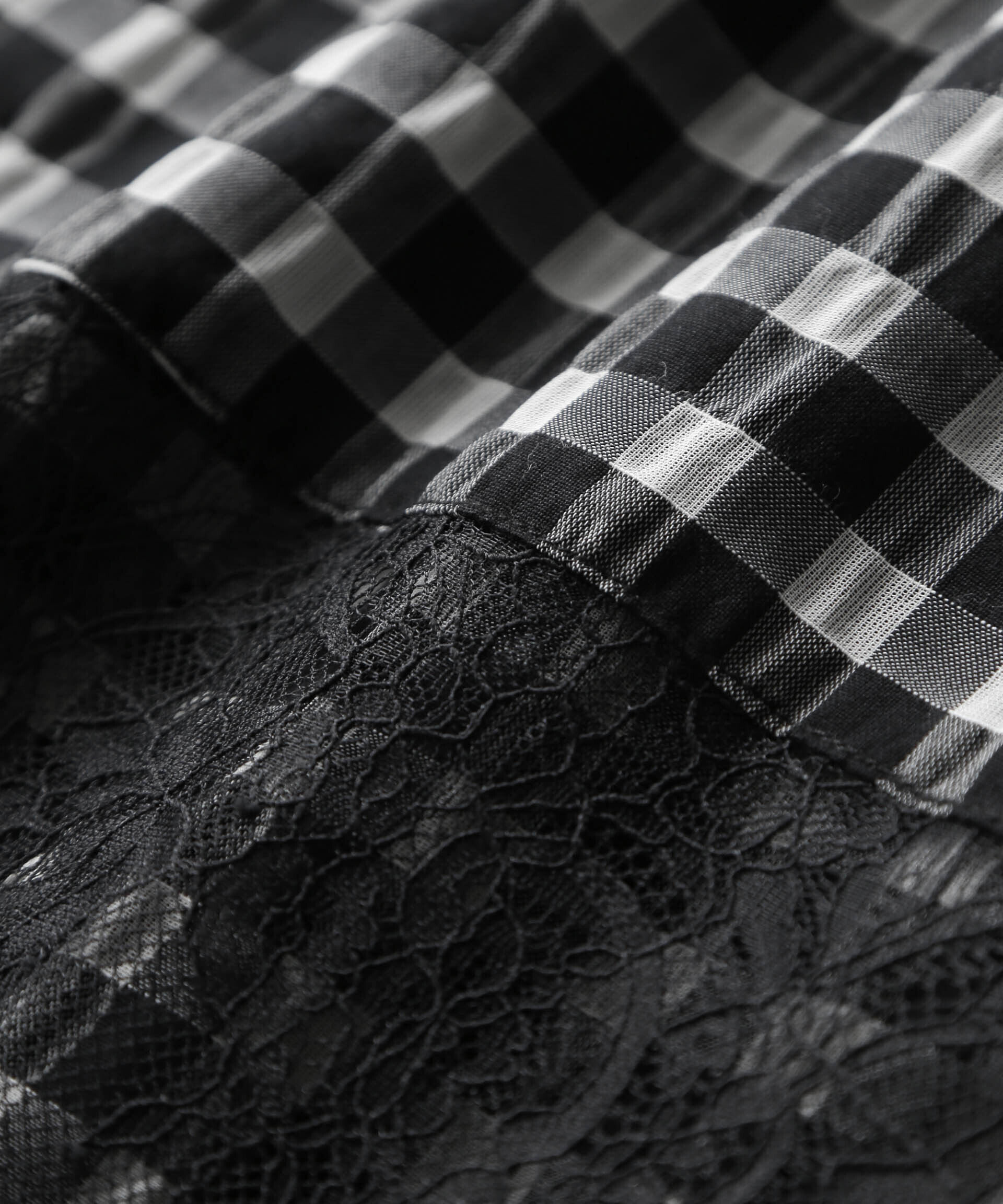 nano･universe「シアーチェックレースボーダーマキシスカート」|スカート|