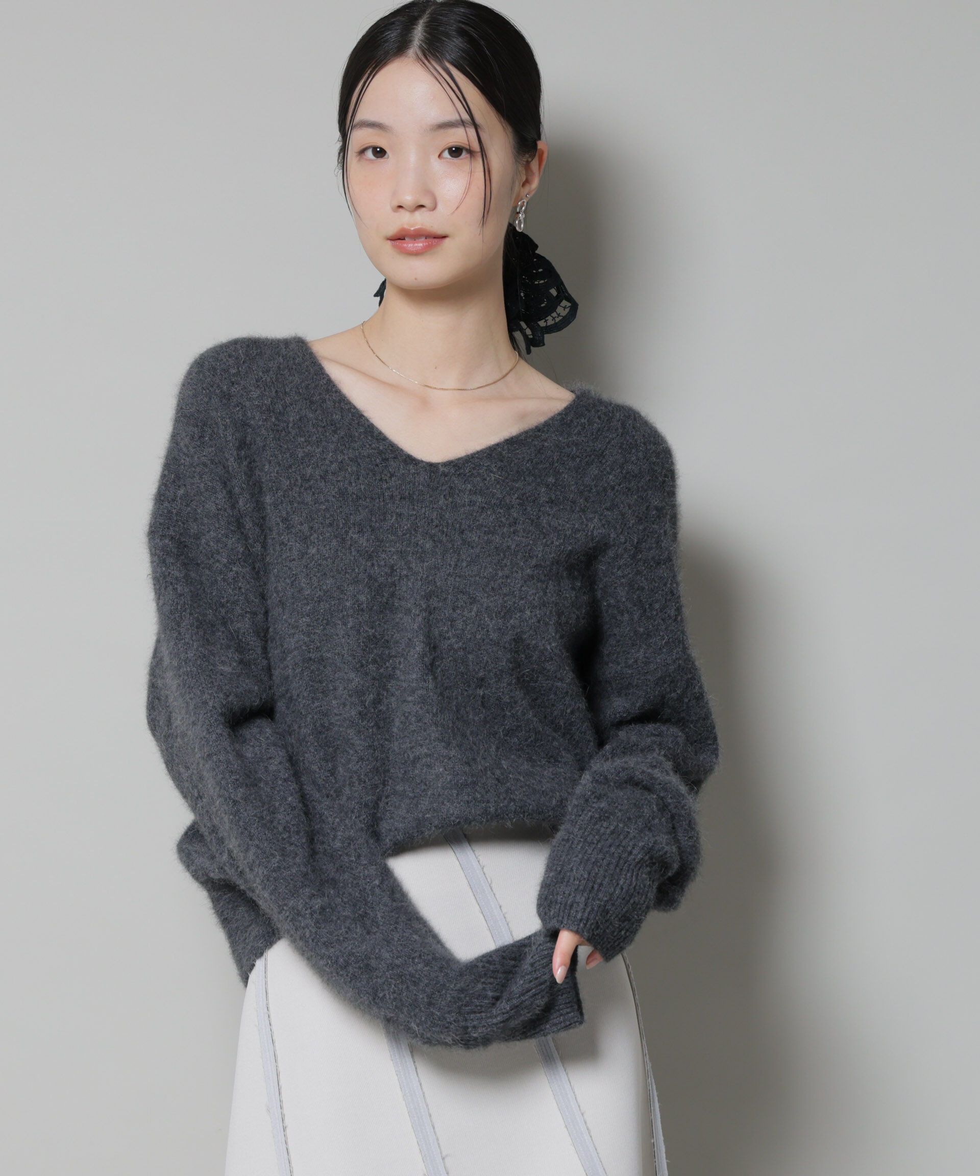 nano･universe「ウォッシャブルフォックスVネックニットプルオーバー」|ニット・セーター|