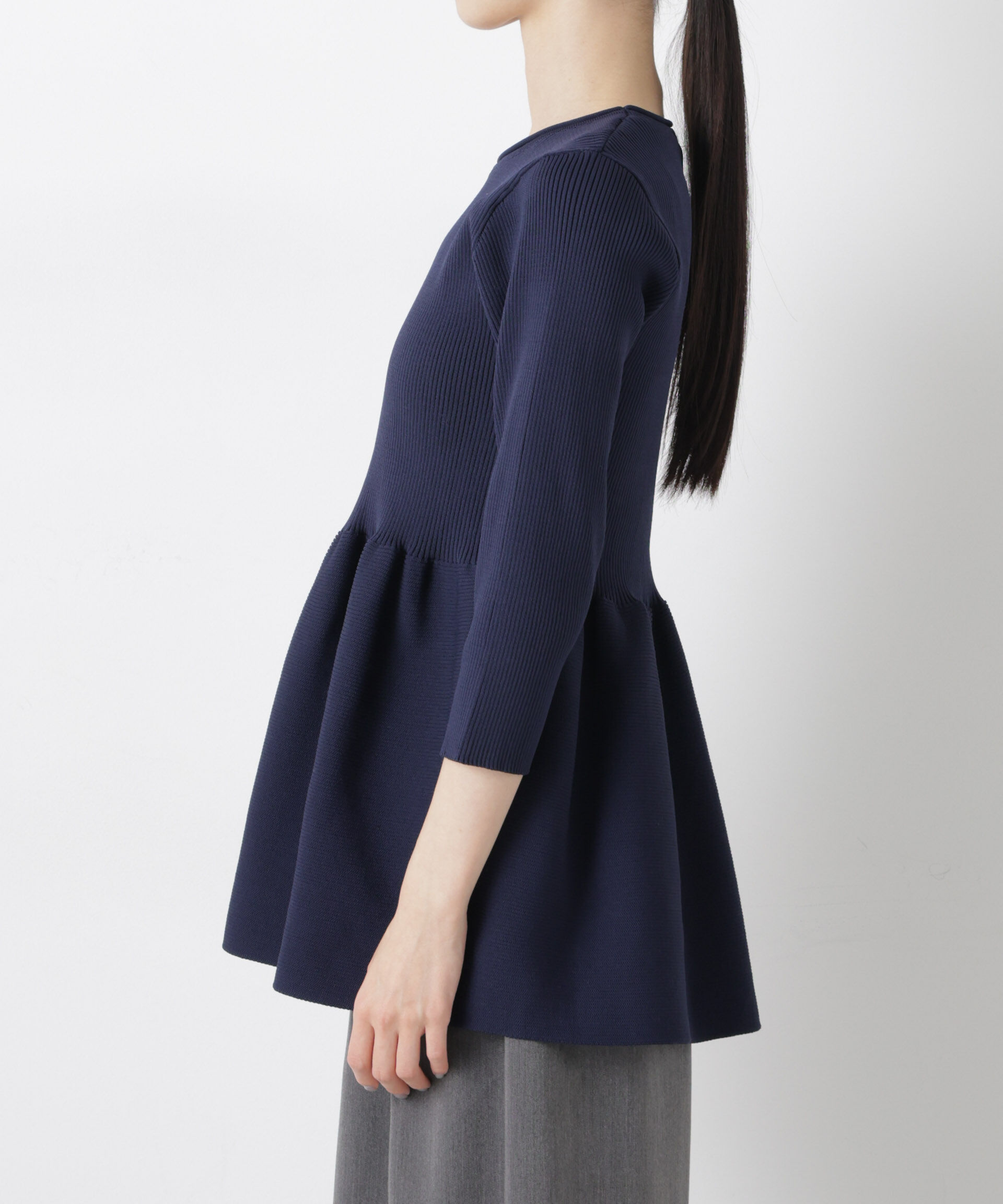 nano･universe「洗濯機洗い可スポンディッシュニットペプラムシルエットトップス」|ニット・セーター|