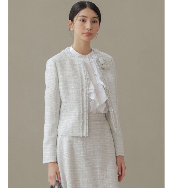 組曲「【KUMIKYOKU NAVY】ラメループモールツイード ジャケット」|ノーカラージャケット|