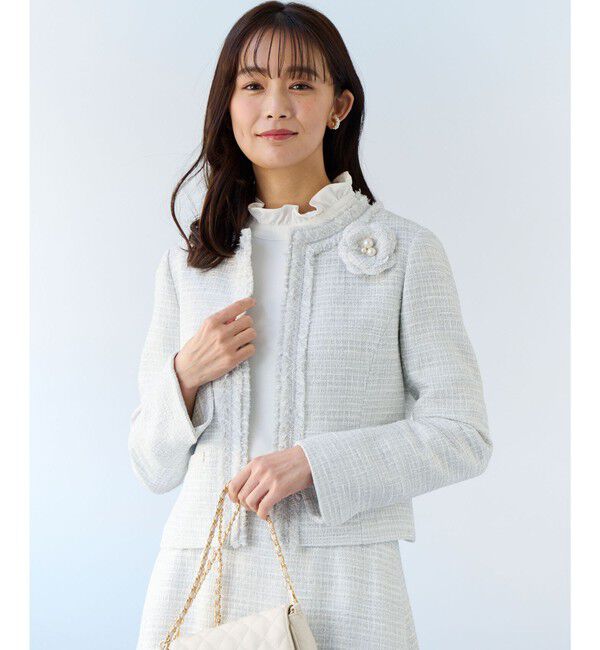 組曲「【KUMIKYOKU NAVY】ラメループモールツイード ジャケット」|ノーカラージャケット|