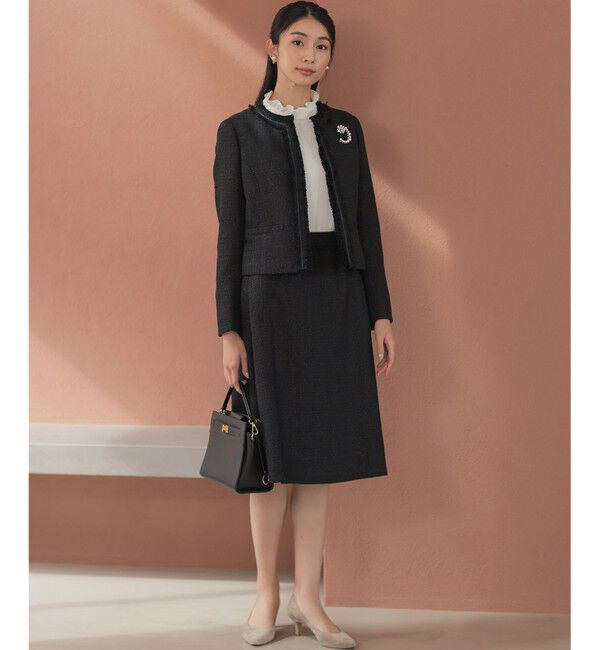 組曲「【KUMIKYOKU NAVY】ラメループモールツイード ジャケット」|ノーカラージャケット|