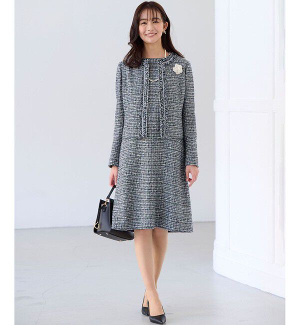 組曲「【KUMIKYOKU NAVY】ラメループモールツイード ジャケット」|ノーカラージャケット|