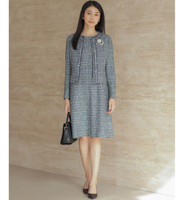 組曲「【KUMIKYOKU NAVY】ラメループモールツイード ジャケット」|ノーカラージャケット|