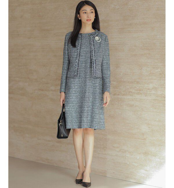 組曲「【KUMIKYOKU NAVY】ラメループモールツイード ジャケット」|ノーカラージャケット|