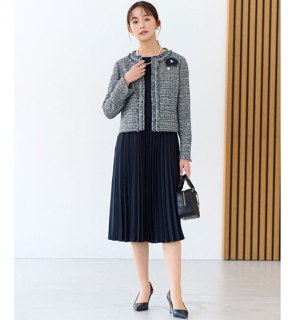 組曲「【KUMIKYOKU NAVY】ラメループモールツイード ジャケット」|ノーカラージャケット|