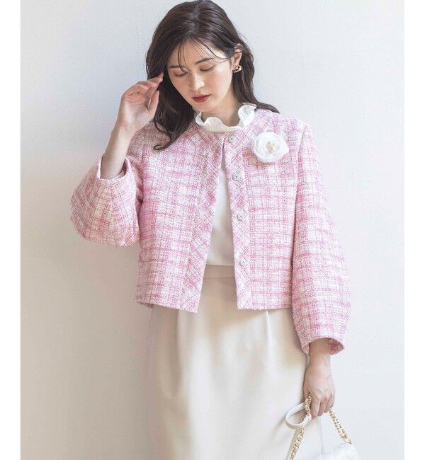 組曲「【KUMIKYOKU NAVY】マカロンツイード ジャケット」|ノーカラージャケット|